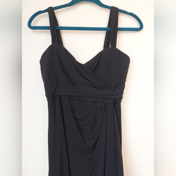 Amsale Black Sleeveless Faux Wrap Maxi Dress Size 6 - Picture 8 of 10